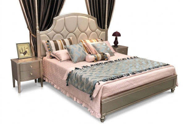 Double bed, luxury beds, wooden bed frames, bed frame, beige design.