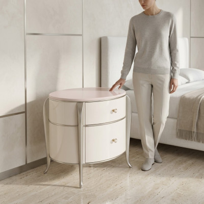 Round nightstand furniture wood luxury side white furniture nightstands