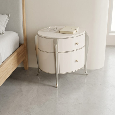 Round nightstand furniture wood luxury side white furniture nightstands