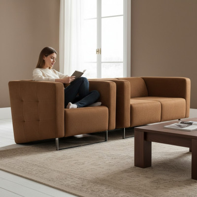 Luxury armchair upholstery brown Italian style design modern furniture living room new.