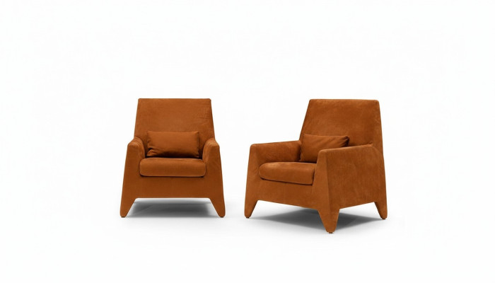 Armchair Seating Modern Design Living Room Upholstery Single-Seater Textile Brown Style Luxury