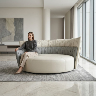 Round sofa two-seater sofa 2 seat design sofas upholstery Prianera seat leather couch