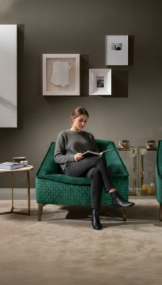 Armchair Single Luxury 1-Seater Upholstered Seat Designer Textile Upholstery Fabric Modern