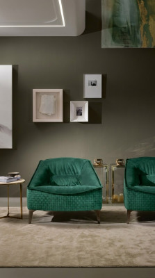 Armchair Single Luxury 1-Seater Upholstered Seat Designer Textile Upholstery Fabric Modern