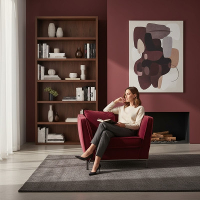 Luxury Single-Seat Armchair Red Upholstery Relax Design Italian Furniture Prianera New