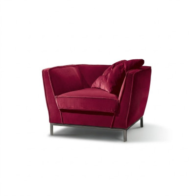 Luxury Single-Seat Armchair Red Upholstery Relax Design Italian Furniture Prianera New