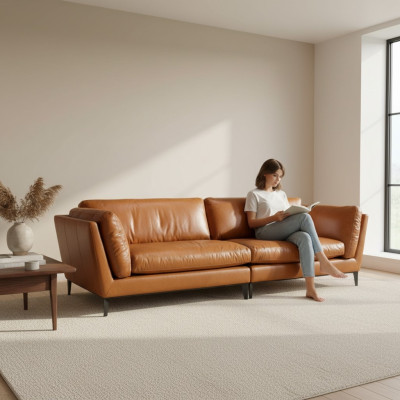 3-seater sofa brown luxury design furniture living room furniture leather Prianera style new