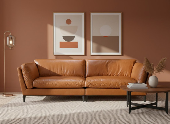 3-seater sofa brown luxury design furniture living room furniture leather Prianera style new