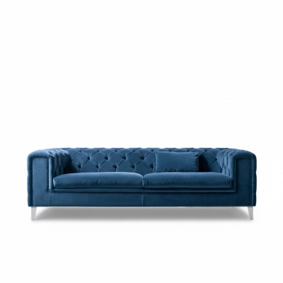 Sofa 3-Seater Blue Luxury Textile Living Room Design Italian Furniture