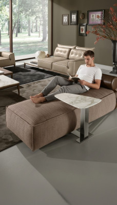 Luxury Chaise Longue Fabric Living Room Design Sofa Brown Furniture Couches Prianera