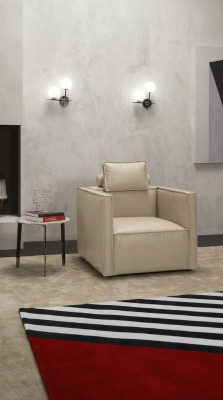 Armchair Single-Seater 1-Seater Upholstered Seat Designer Textile Seat Leather Modern Gray