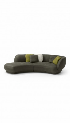 Textile Sofa 3-Seater Upholstered Leather Modern Relax Seat Luxury Furniture Corner Sofa Round