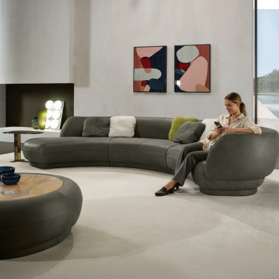 Round sofa corner couch 6-seater couch sofa leather luxury furniture living room