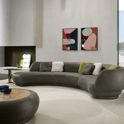 Round sofa corner couch 6-seater couch sofa leather luxury furniture living room