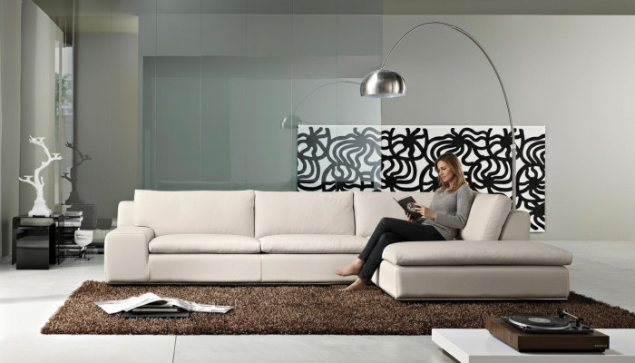 Sectional sofa living room sleeper sofa couches couch white L shape leather furniture PRIANERA
