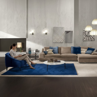 Sectional L-shaped sofa luxury Italian furniture sofa gray PRIANERA living room.