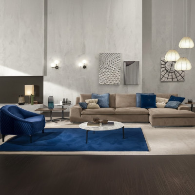 Sectional L-shaped sofa luxury Italian furniture sofa gray PRIANERA living room.