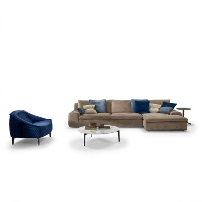 Sectional L-shaped sofa luxury Italian furniture sofa gray PRIANERA living room.