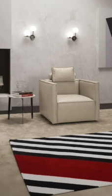 Armchair Single Luxury 1 Seat Upholstered Seat Design Beige Seat Leather Prianera New