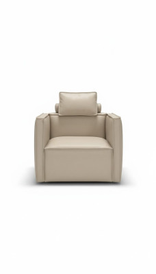 Armchair Single Luxury 1 Seat Upholstered Seat Design Beige Seat Leather Prianera New