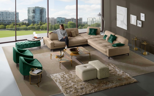 Leather L-Shape Luxury Sofas Sofas Corner Sectional Sofa Couch Italian Furniture