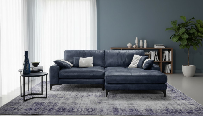Sectional sofa, sofa, living room sofas, leather, luxury, L-shape, style, modern furniture, blue, new