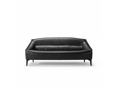 Three-seater luxury sofa, 3-seater sofas seating, leather design couch, furniture style black.