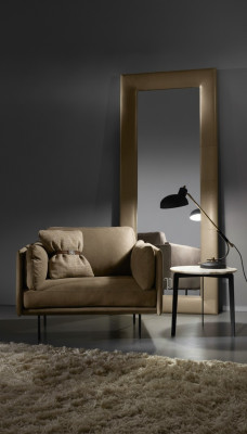 Design armchair gray upholstery leather modern living room luxury wood furniture relax new