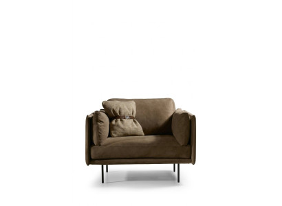 Design armchair gray upholstery leather modern living room luxury wood furniture relax new