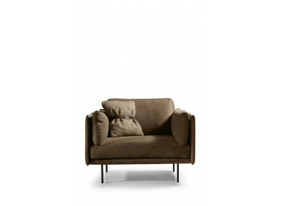 Design armchair gray upholstery leather modern living room luxury wood furniture relax new