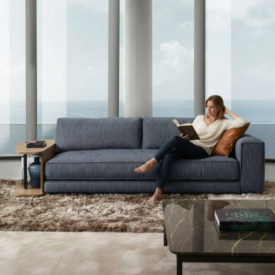 Sofas Room Furniture Three-Seater Design Three-Seater Couch Upholstered Sofa Blue Prianera