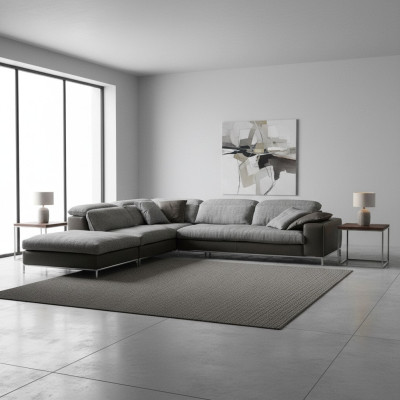 Design corner sofa L-shaped textile couch Prianera modern sofas upholstery gray new