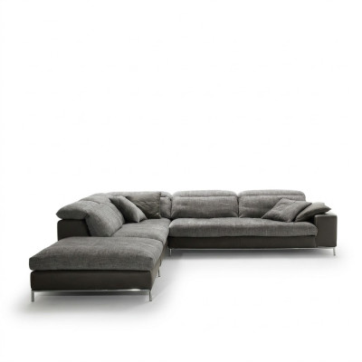 Design corner sofa L-shaped textile couch Prianera modern sofas upholstery gray new