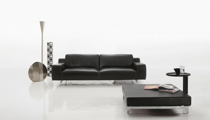 Three-seat luxury sofa 3-seater sofas seating design couch furniture style leather black