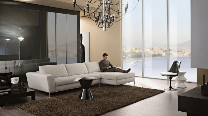 Textile luxury corner sofa L-shape upholstery modern white seating furniture living room corner new