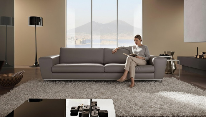 Modern Couch Leather Sofas Design Sofa Three-Seater Seat Gray Sofa 3 Seat Prianera