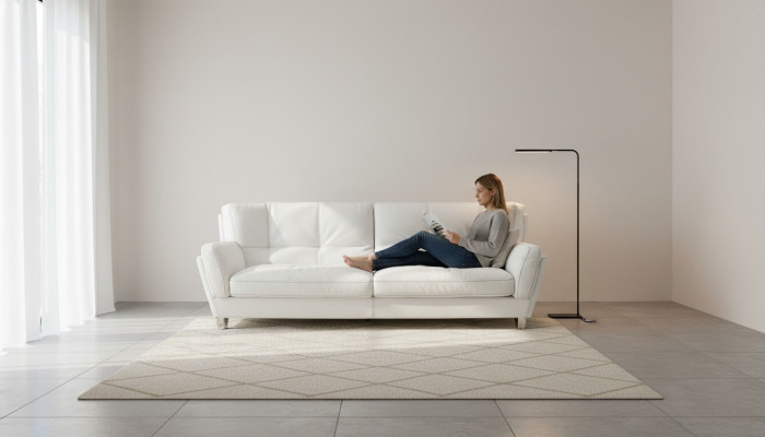 Luxury Sofa 3-Seat Couch Wood Furniture Three-Seater Prianera Sofas White Leather Couches