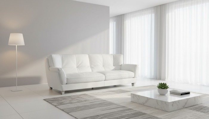 Luxury Sofa 3-Seat Couch Wood Furniture Three-Seater Prianera Sofas White Leather Couches