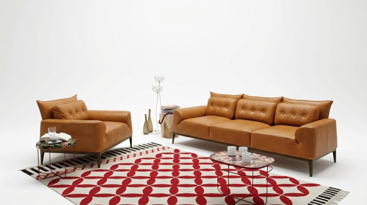Suite Armchair Sofas Sofa Suite 3+1 Seater Brown Living Room Upholstery