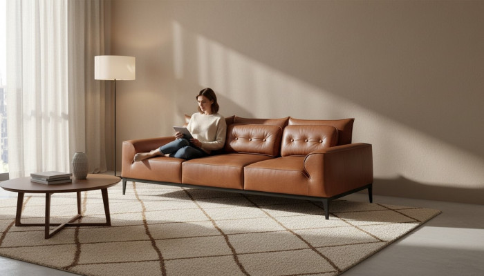 Three-seater sofa, 3-seater sofas, luxury seating, leather Prianera style couches, furniture
