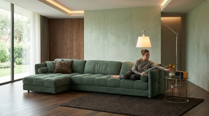 Sectional sofa textile sofa upholstery corner modern couch living room L-shape design