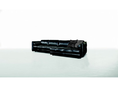 Modern couch luxury corner sofa upholstered furniture living room L-shape design black leather