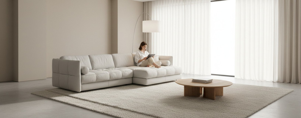 Living area corner sofa L-shape furniture luxury white modern sofa