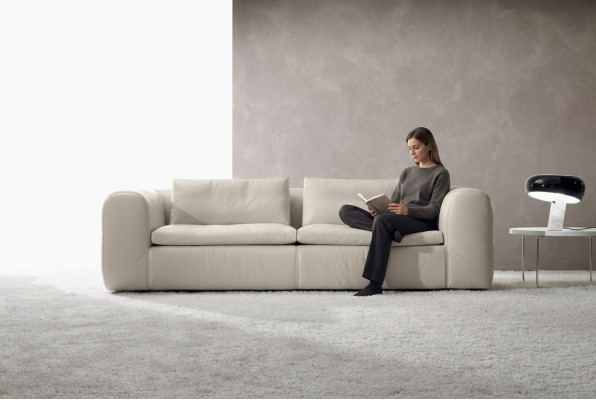 Sofa 3 Seater Furniture Leather White Three-Seater Sofas Luxury Living Room