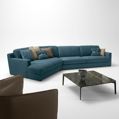 Design sofa L shape upholstered couch living room furniture corner sofa fabric blue