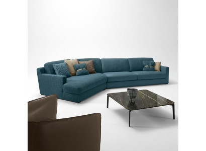 Design sofa L shape upholstered couch living room furniture corner sofa fabric blue