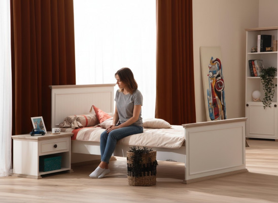 Bed Single Bed Nightstand Bedroom 2-piece Modern Luxury Furniture New