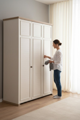 Wardrobe Beige Cabinet Children's Room Shelves Youth Children