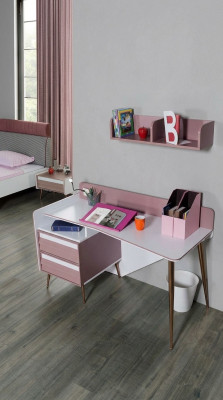 Desk Wood Pink Table Desks Shelf Furniture Youth Room Design