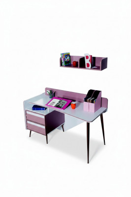 Desk Wood Pink Table Desks Shelf Furniture Youth Room Design